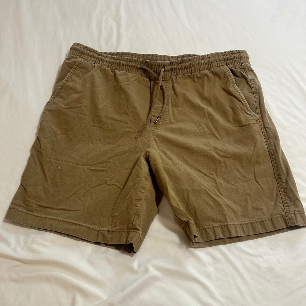 American Republic Mens Khaki Brown Elastic Waist Drawstring Shorts Size L